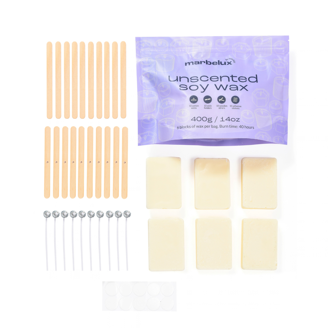 14oz Soy Unscented Candle Wax & Wicks