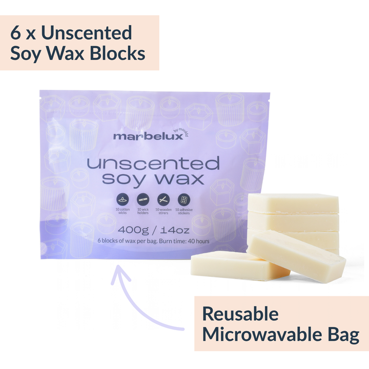 14oz Soy Unscented Candle Wax & Wicks